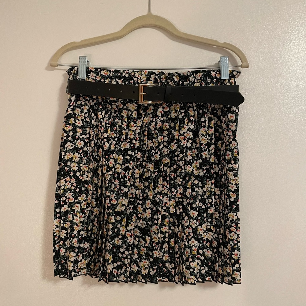 Floral Skirt with Belt